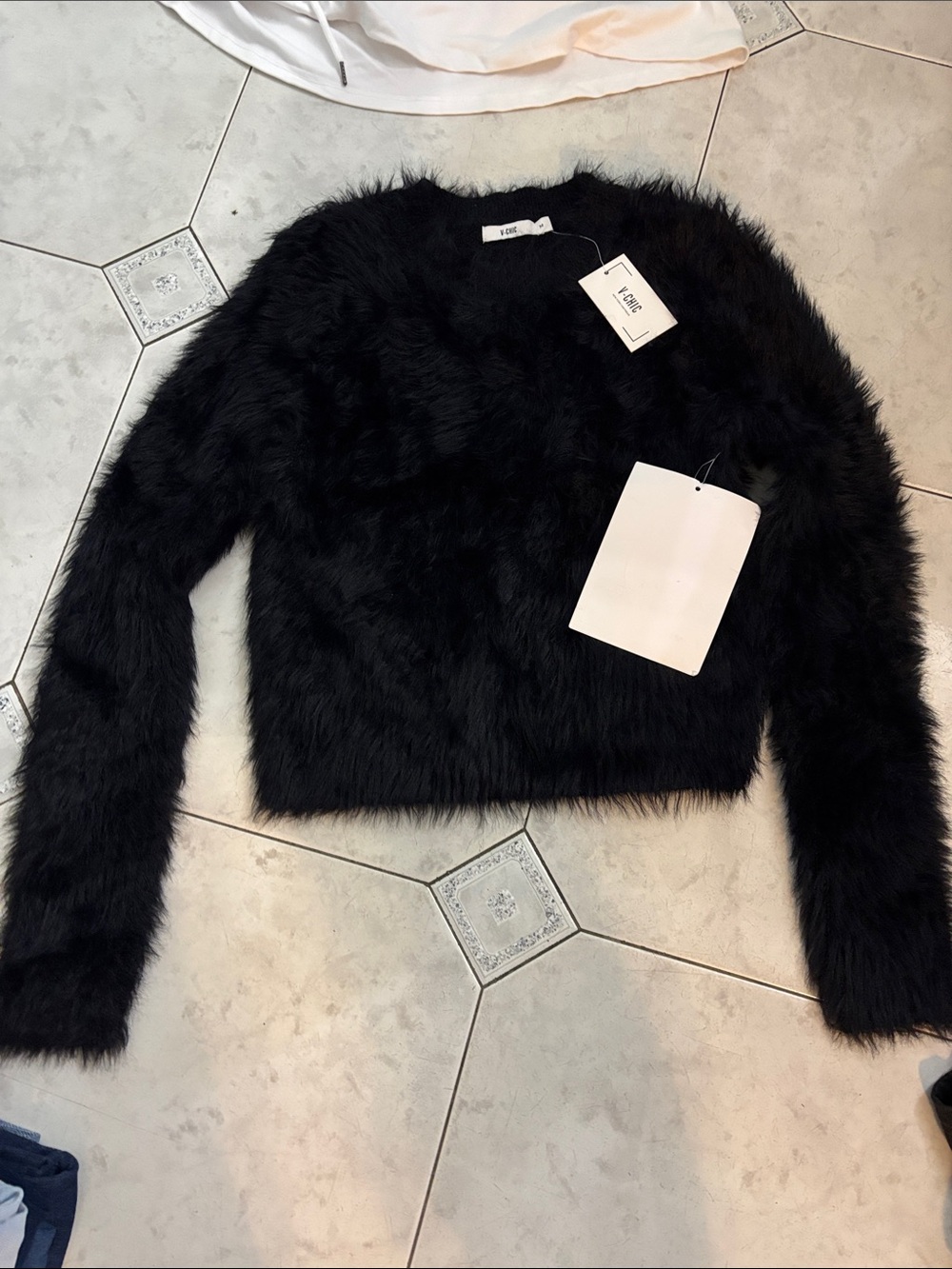Cropped Black Faux-Fur Teddy Jacket by
